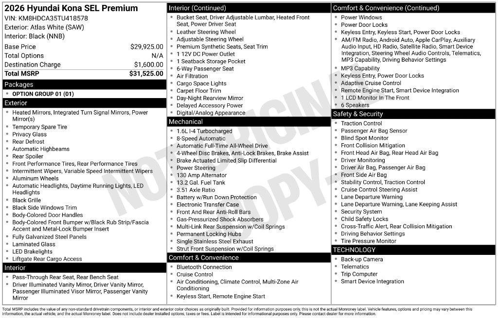 New 2026 Hyundai Kona SEL Premium AWD/4WD image 25