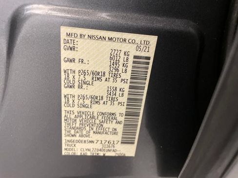 Used 2021 Nissan Frontier SV w/ Midnight Edition Floor Mats AWD/4WD image 29