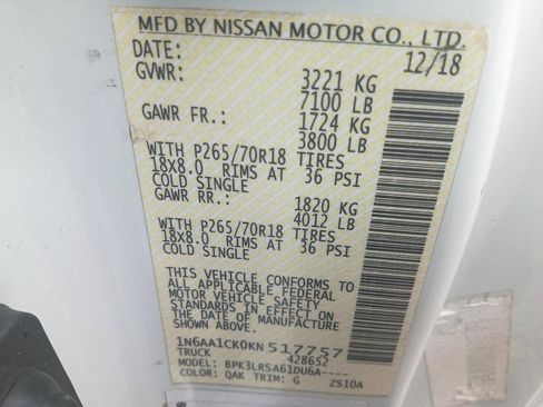 Used 2019 Nissan Titan S w/ S Utility Package RWD image 31