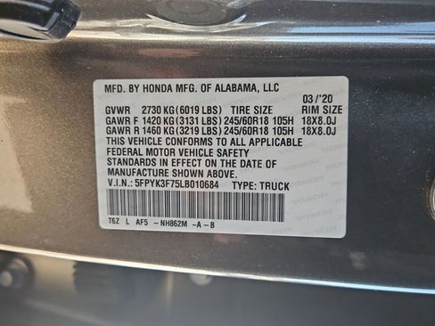 Used 2020 Honda Ridgeline RTL-E image 25