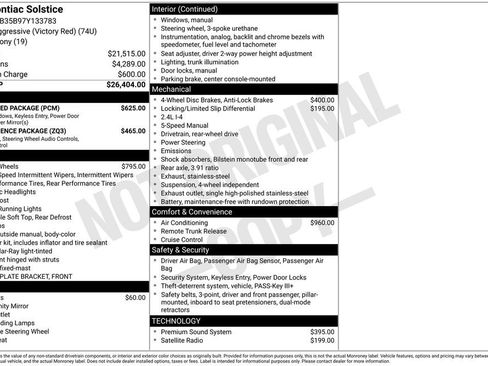 Used 2007 Pontiac Solstice Convertible w/ Preferred Package RWD image 15