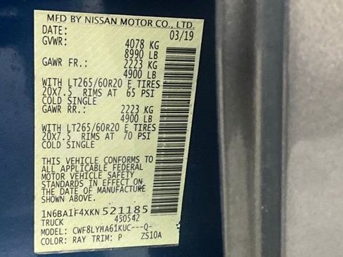 Used 2019 Nissan Titan Platinum Reserve w/ Platinum Utility Package image 27