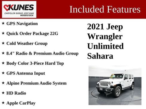 Used 2021 Jeep Wrangler Unlimited Sahara w/ Uconnect 4C Nav & Sound Group AWD/4WD image 3
