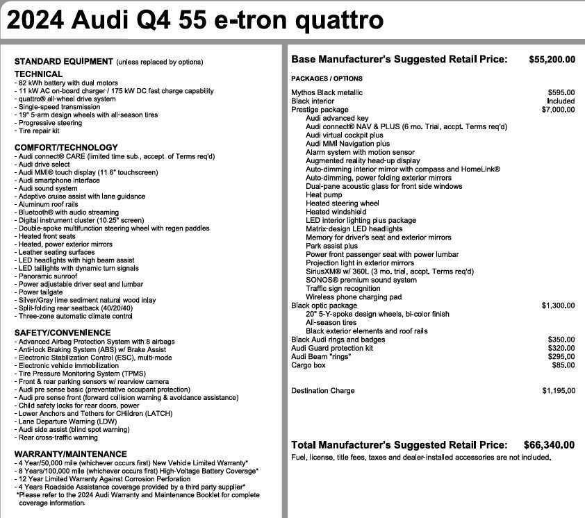 Used 2024 Audi Q4 e-tron Prestige w/ Black Optic Package AWD/4WD image 3