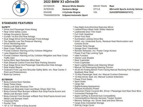 Used 2022 BMW X3 sDrive30i w/ Premium Package 2 RWD image 18