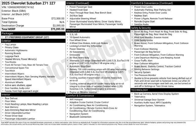 Used 2025 Chevrolet Suburban Z71 AWD/4WD image 30