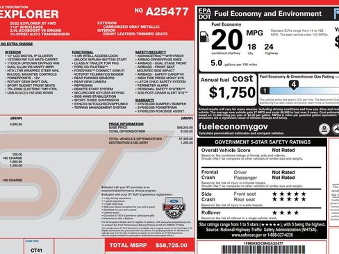 Used 2022 Ford Explorer ST w/ Equipment Group 401A image 9