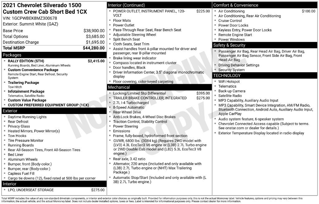 Used 2021 Chevrolet Silverado 1500 Custom w/ Rally Edition RWD image 10