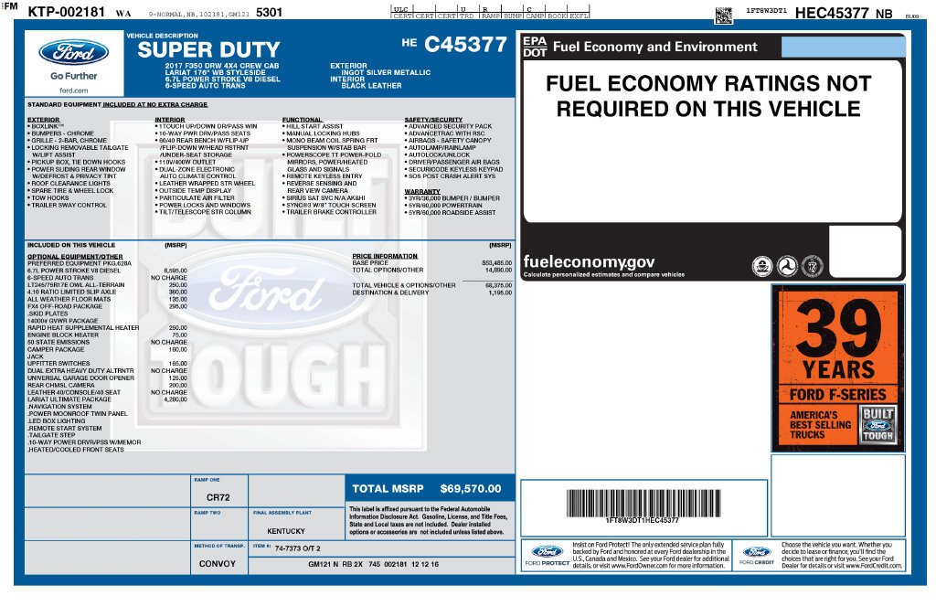 Used 2017 Ford F350 Lariat w/ Lariat Ultimate Package AWD/4WD image 32