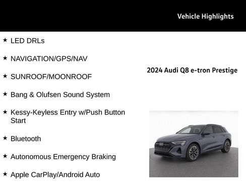 Used 2024 Audi Q8 e-tron Prestige w/ Prestige Package AWD/4WD image 31