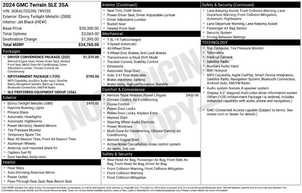 Used 2024 GMC Terrain SLE w/ Driver Convenience Package AWD/4WD image 30