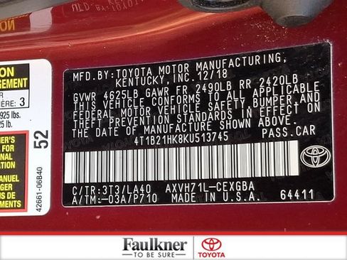 Certified 2019 Toyota Camry XLE FWD image 28