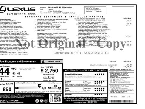 Used 2019 Lexus ES 300h image 54