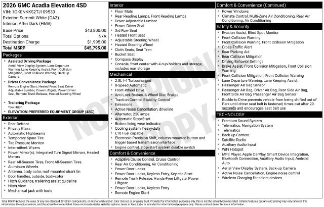 Used 2026 GMC Acadia Elevation FWD image 39