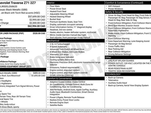 Used 2025 Chevrolet Traverse Z71 w/ LPO, Floor Liner Package AWD/4WD image 28