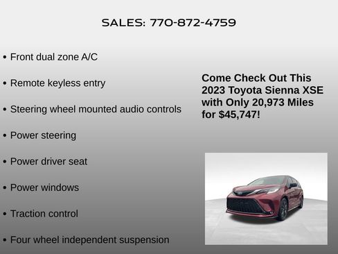 Used 2023 Toyota Sienna XSE image 20