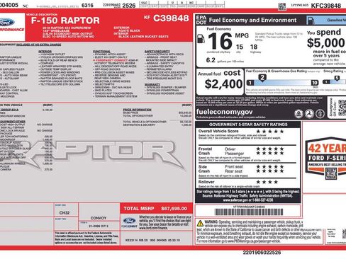 Used 2019 Ford F150 Raptor w/ Equipment Group 801A Mid image 33