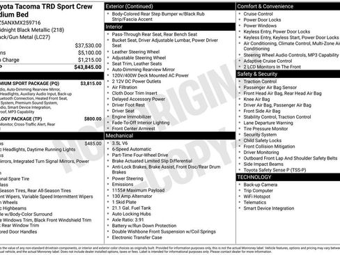 Used 2021 Toyota Tacoma TRD Sport w/ TRD Premium Sport Package image 6