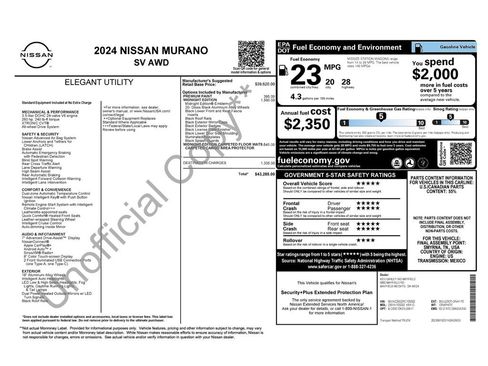 Used 2024 Nissan Murano SV w/ SV Midnight Edition Package image 35