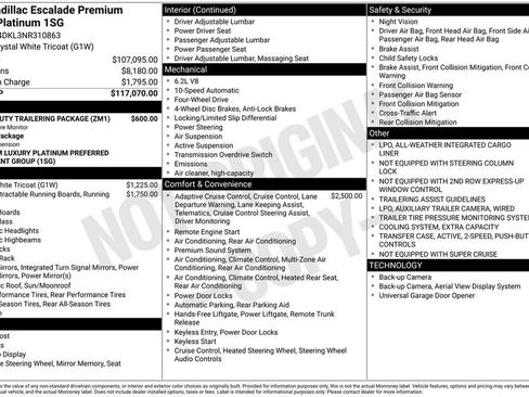 Used 2022 Cadillac Escalade Premium Luxury Platinum w/ Heavy-Duty Trailer Package AWD/4WD image 4