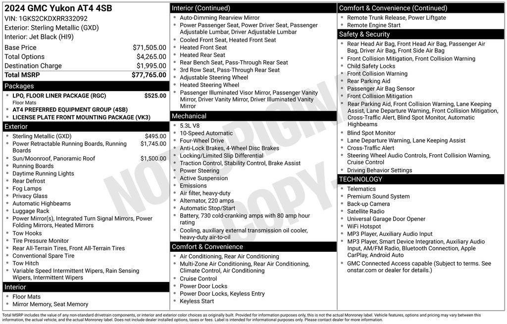 Used 2024 GMC Yukon AT4 w/ LPO, Floor Liner Package AWD/4WD image 27