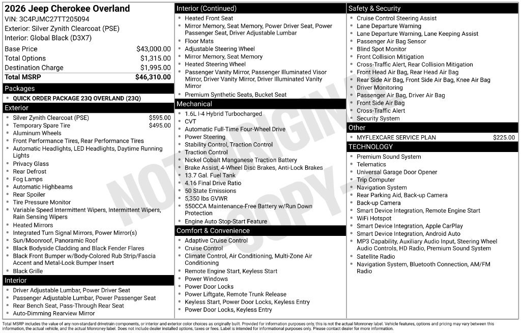 New 2026 Jeep Cherokee Overland AWD/4WD image 9