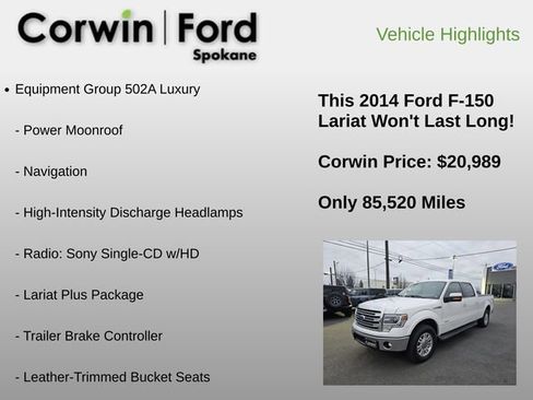 Used 2014 Ford F150 Lariat w/ Equipment Group 502A Luxury image 6