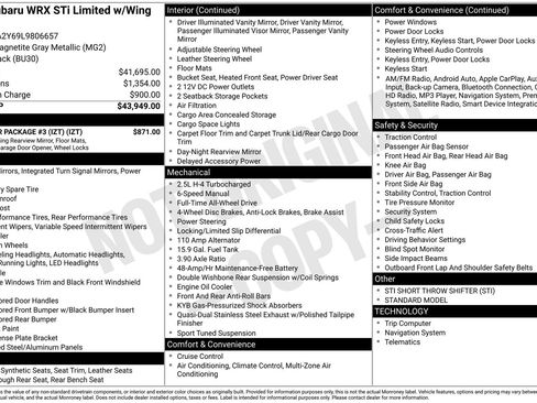 Used 2020 Subaru WRX STI Limited w/ Popular Package #3 (IZT) image 2