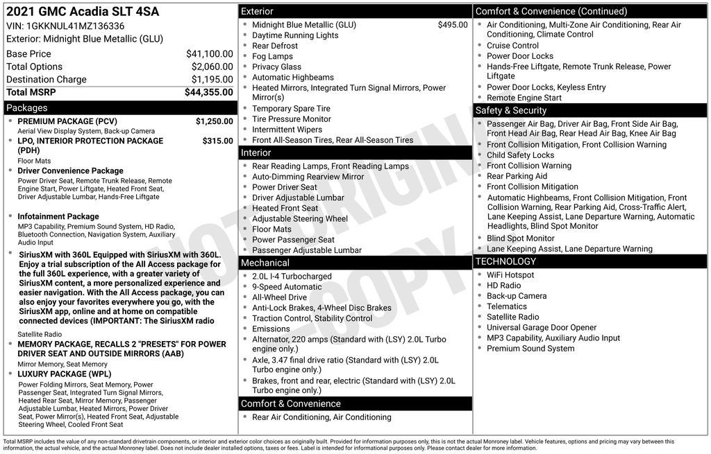 Used 2021 GMC Acadia SLT w/ Premium Package AWD/4WD image 50