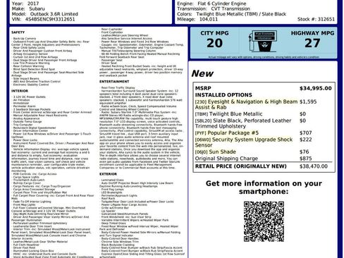 Used 2017 Subaru Outback 3.6R Limited image 10