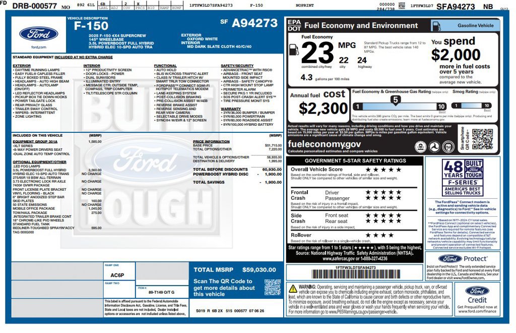 Used 2025 Ford F150 XLT w/ Equipment Group 301A Standard AWD/4WD image 2