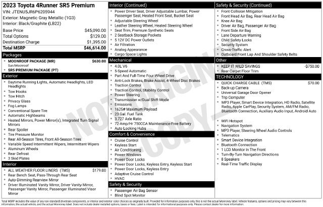 Certified 2023 Toyota 4Runner SR5 Premium w/ Moonroof Package AWD/4WD image 37