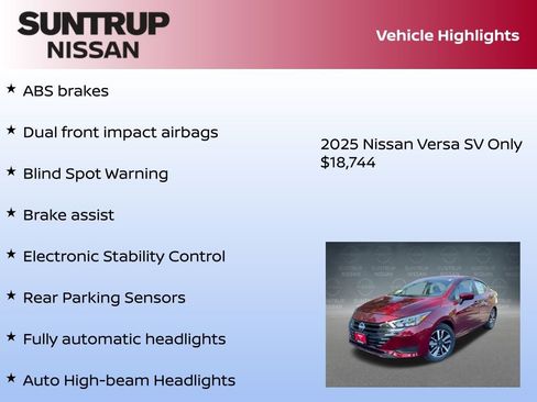 New 2025 Nissan Versa SV w/ Trunk Package image 23