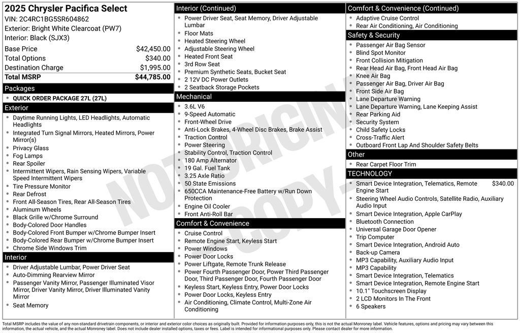 Used 2025 Chrysler Pacifica Select FWD image 25