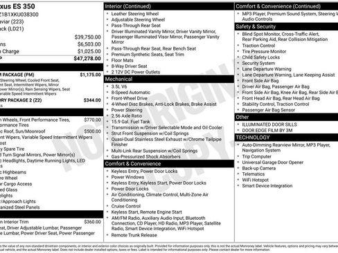 Used 2019 Lexus ES 350 350 w/ Premium Package image 21