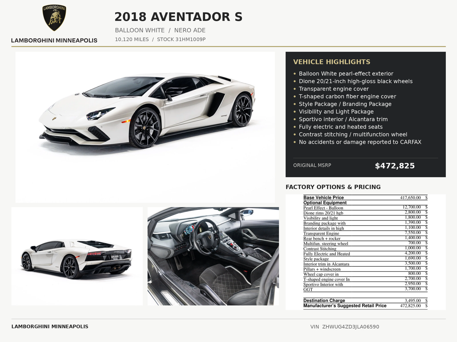 Used 2018 Lamborghini Aventador S AWD/4WD image 2