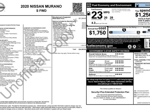 Used 2020 Nissan Murano S w/ Technology Package FWD image 3