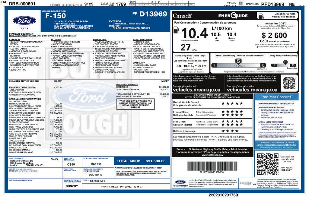Used 2023 Ford F150 Lariat w/ Equipment Group 502A High AWD/4WD image 12