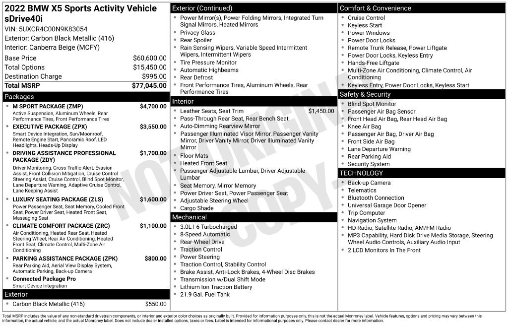 Used 2022 BMW X5 sDrive40i w/ M Sport Package RWD image 5