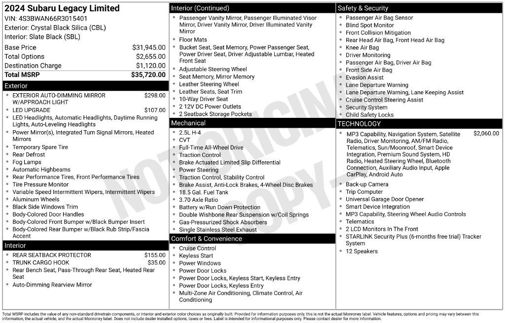 Certified 2024 Subaru Legacy Limited AWD/4WD image 5