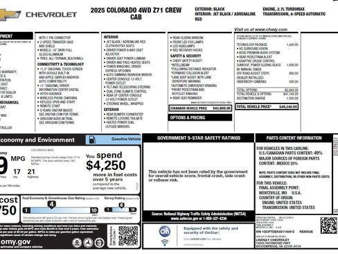 Used 2025 Chevrolet Colorado Z71 w/ Technology Package AWD/4WD image 3