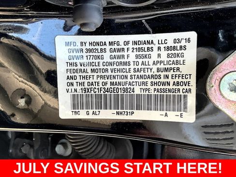 Used 2016 Honda Civic EX-T image 22
