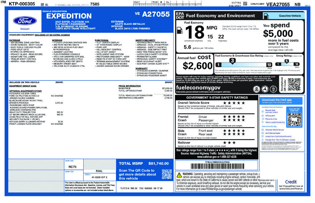 New 2027 Ford Expedition Platinum w/ Driver's Package AWD/4WD image 1