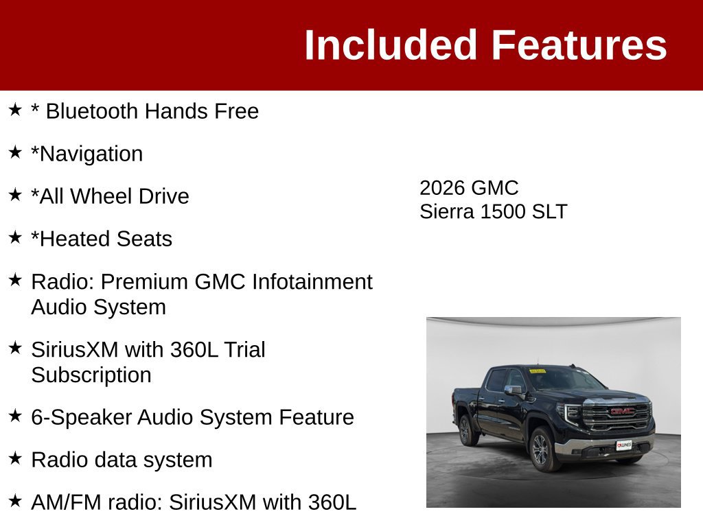 Used 2026 GMC Sierra 1500 SLT w/ SLT Convenience Package AWD/4WD image 3