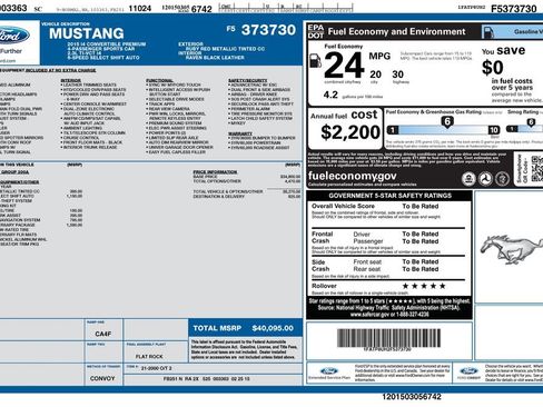 Used 2015 Ford Mustang Premium w/ 50 Years Appearance Package RWD image 2