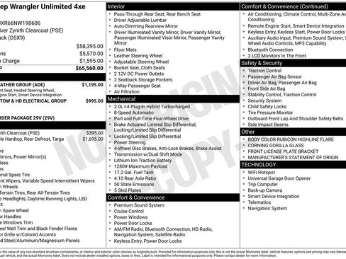 Used 2022 Jeep Wrangler Unlimited Rubicon 4xe w/ Cold Weather Group image 38