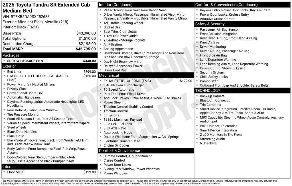 Used 2025 Toyota Tundra SR w/ SR Tow Package AWD/4WD image 34