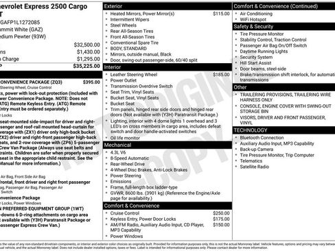 Used 2020 Chevrolet Express 2500 w/ Driver Convenience Package RWD image 5