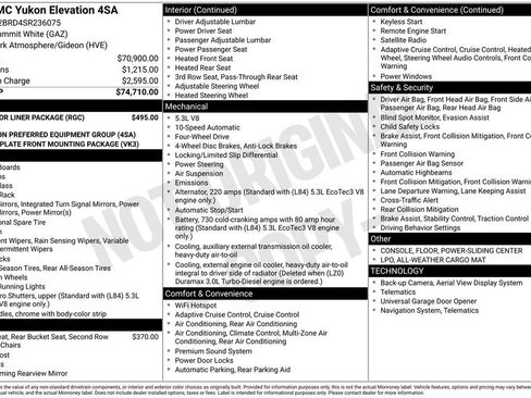 Used 2025 GMC Yukon Elevation w/ LPO, Floor Liner Package AWD/4WD image 42