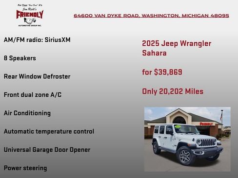 Used 2025 Jeep Wrangler Unlimited Sahara w/ Technology Group AWD/4WD image 20